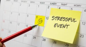 Calendário marcando o tempo entre um evento estressor e a queda de cabelo por estresse.