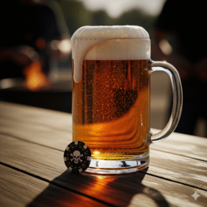 Copo de cerveja, um gatilho alimentar conhecido para a crise de gota.