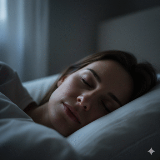 Rosto de uma pessoa dormindo profundamente, um objetivo para quem busca como dormir melhor.